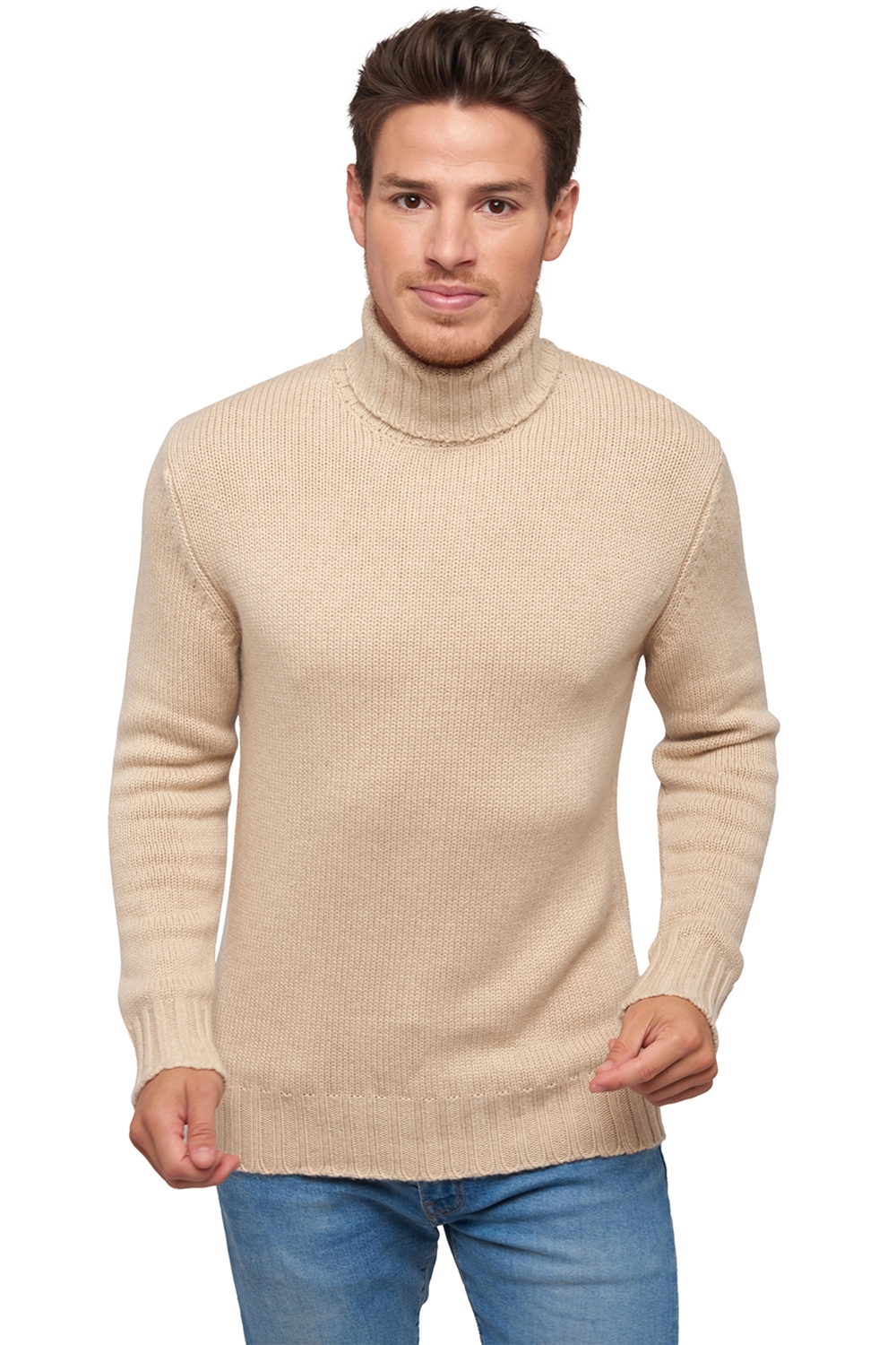 Cachemire Naturel pull homme col roule natural chichi natural beige xs